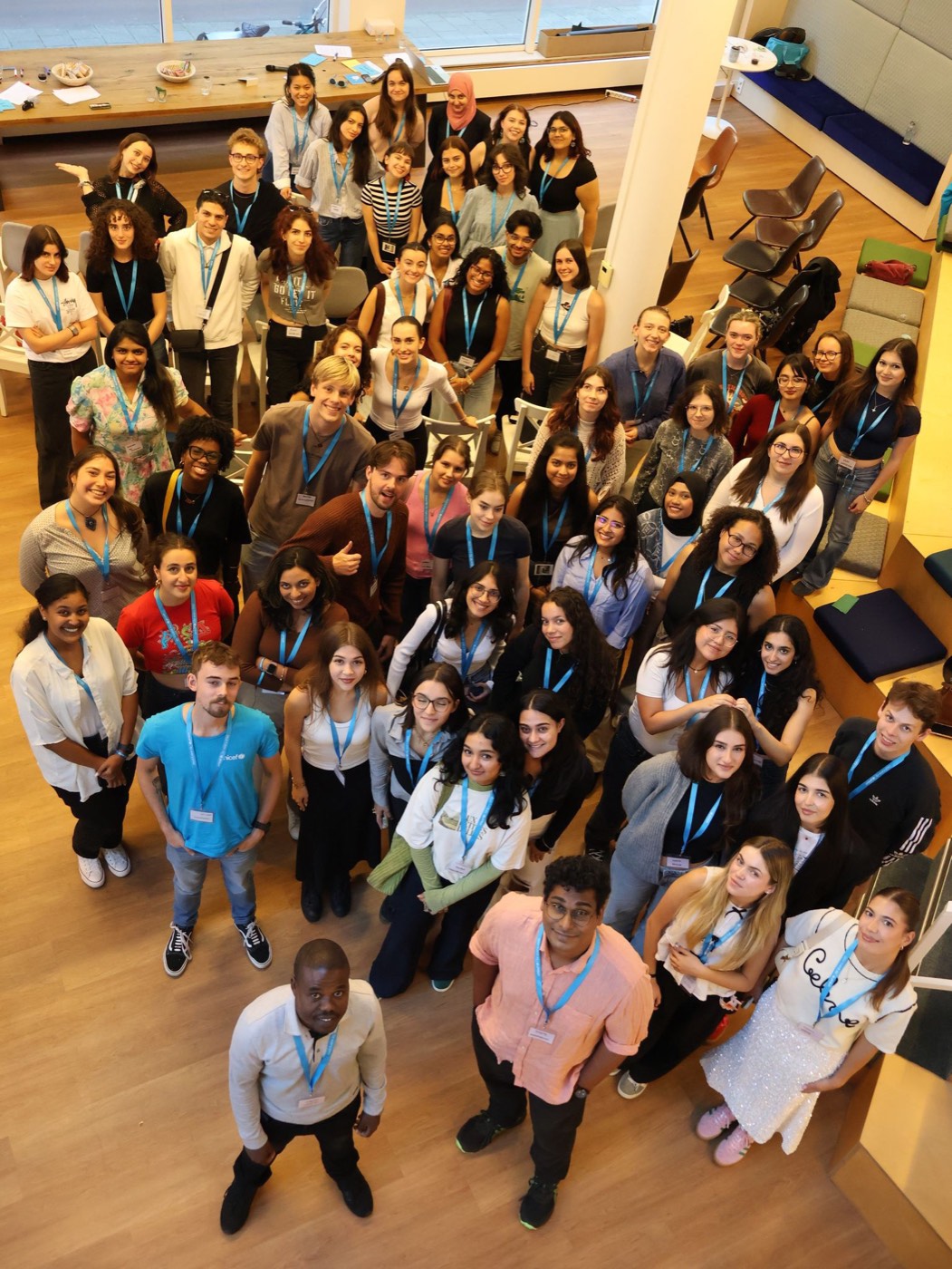 UNICEF student team group photo in a hall at kickoff